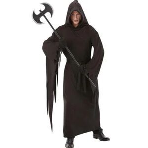Black Terror Robe With Mask and Scythe Adult Costume
